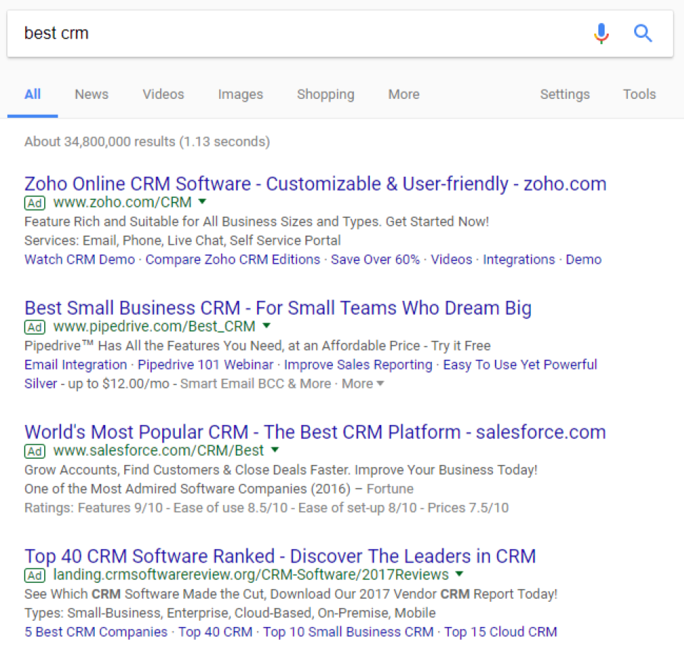 best crm google search